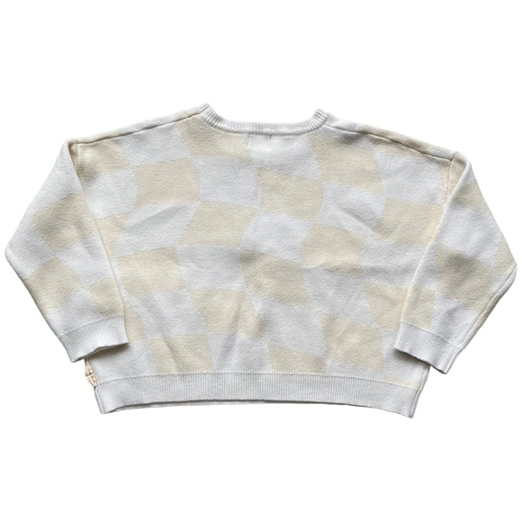 Vacancy Grand Prix Cream Checker Print Knit Sweater - Picture 11 of 11